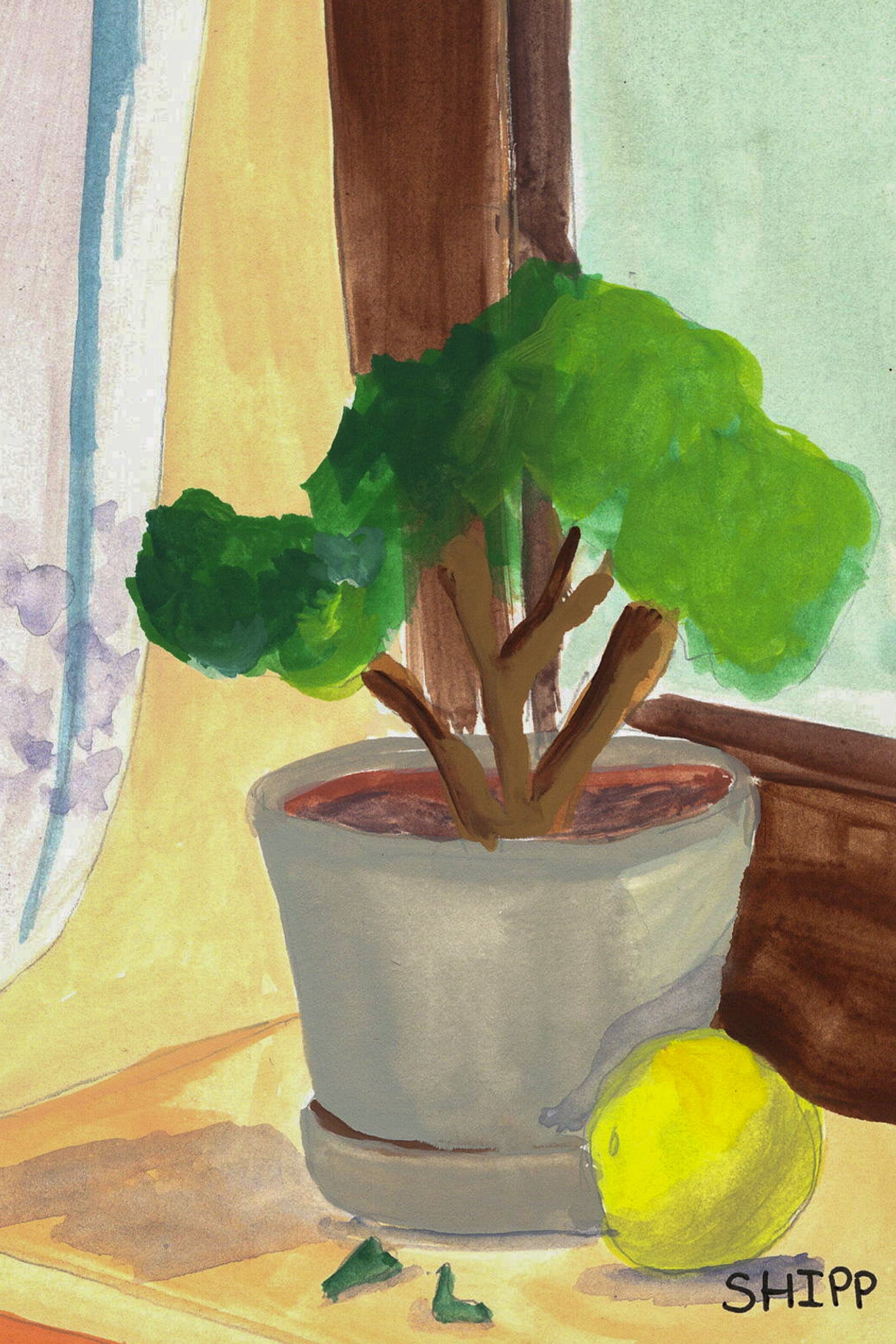 Lemon Potted Plant Wall Art Print